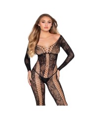 LEG AVENUE - 89369 COMBINAISON EN RÉSILLE ET DENTELLE NOIRE - TAILLE UNIQUE