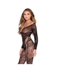 LEG AVENUE - 89369 COMBINAISON EN RÉSILLE ET DENTELLE NOIRE - TAILLE UNIQUE