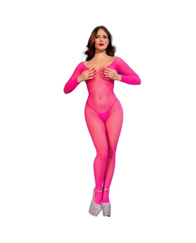 CHILIROSE - CR 4894 BODYSTOCKING EN RÉSEILLE ROSE NÉON S/M