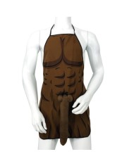 DIABLO PICANTE - TABLIER MUSCLÉ AVEC PÉNIS 3D EN TON MARRON