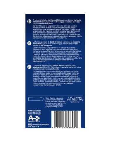 CONTROL - PRÉSERVATIFS ADAPTA NATURE 6 UNITÉS