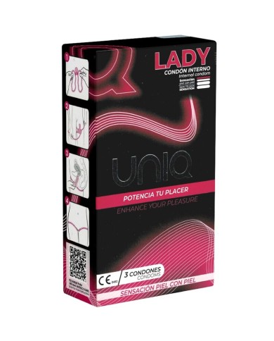 UNIQ - LADY CONDOM PRÉSERVATIFS FÉMININS SANS LATEX AVEC PORTE-JARRETELLES 3 UNITÉS