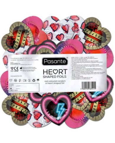 PASANTE - PRÉSERVATIFS FORME COEUR ROUGE SAC 144 UNITÉS