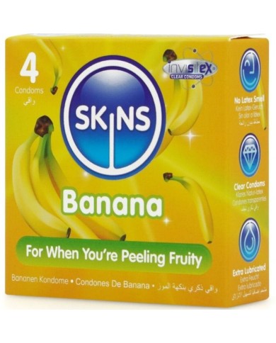 SKINS - PACK DE 4 PRÉSERVATIFS BANANE PREMIUM