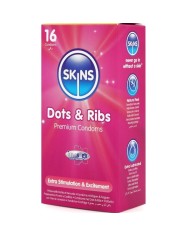 SKINS - PACK DE 16 PRÉSERVATIFS PREMIUM DOTS & RIBS