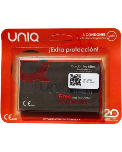 UNIQ - PRÉSERVATIFS SANS LATEX SECURE FIT 3 UNITÉS