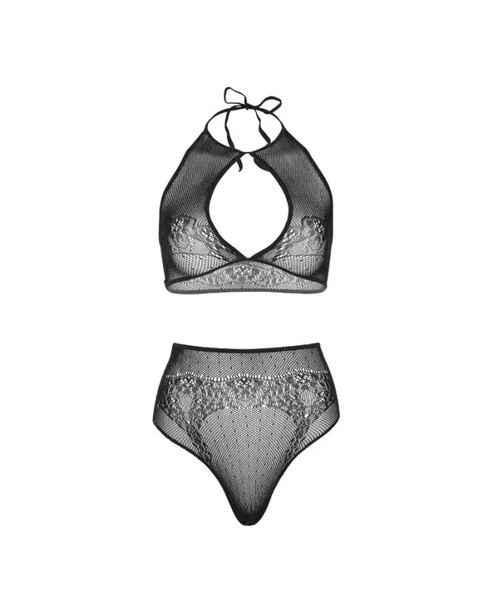 LEG AVENUE - ENSEMBLE DEUX PIÈCES HALTER CROP TOP & THONG CULOTTE TAILLE UNIQUE