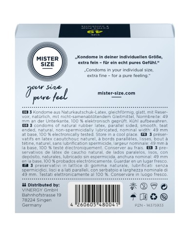 MISTER SIZE - PRÉSERVATIF TAILLE S 49 MM (3 UNITÉS)