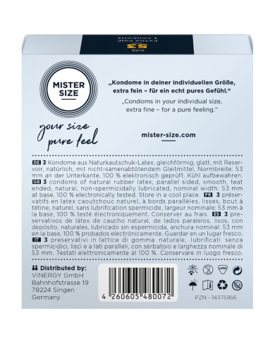 MISTER SIZE - PRÉSERVATIF TAILLE M 53 MM (3 UNITÉS)