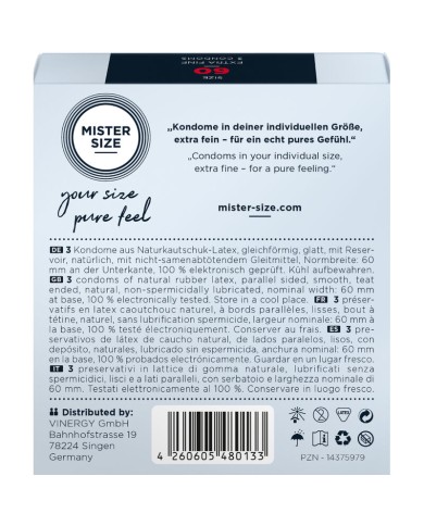 MISTER SIZE - PRÉSERVATIF TAILLE XL 60 MM (3 UNITÉS)