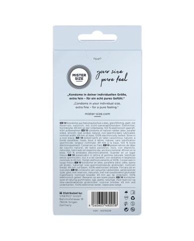 MISTER SIZE - PRÉSERVATIF TAILLE S 49 MM (10 UNITÉS)