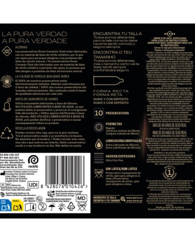 DUREX - CONNEXION TOTALE XL ULTRA FINE PLUS SANS LATEX 10 UNITÉS