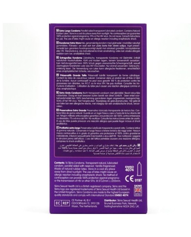 SKINS - PACK DE 16 PRÉSERVATIFS EXTRA LARGES PREMIUM