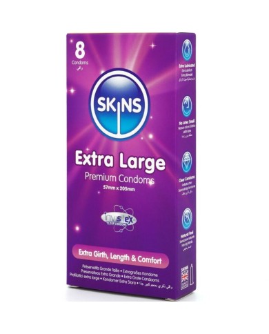 SKINS - PACK DE 8 PRÉSERVATIFS EXTRA LARGES PREMIUM