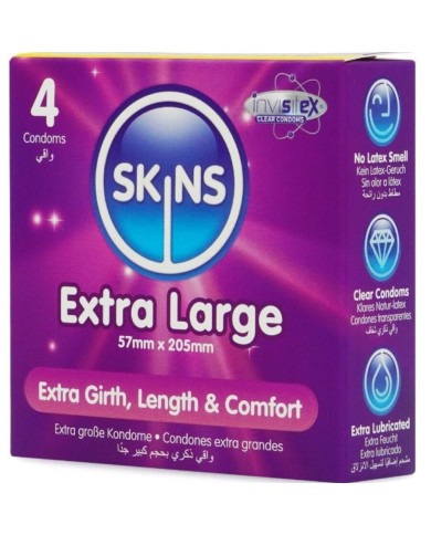 SKINS - PACK DE 4 PRÉSERVATIFS EXTRA LARGES PREMIUM