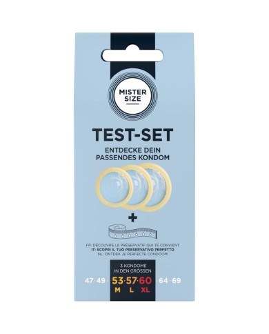 MISTER SIZE - KIT DE TEST : 3 PRÉSERVATIFS DE TAILLES DIFFÉRENTES + MÉLANGE À POINTS