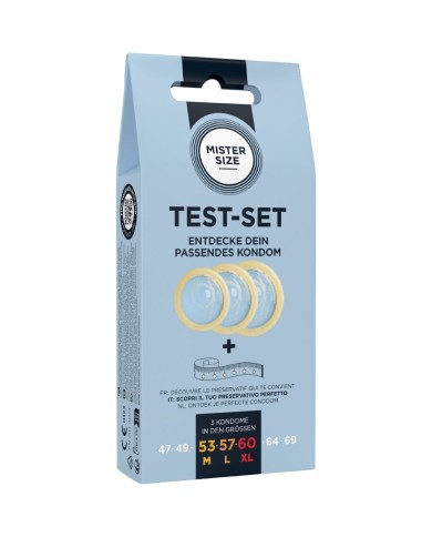 MISTER SIZE - KIT DE TEST : 3 PRÉSERVATIFS DE TAILLES DIFFÉRENTES + MÉLANGE À POINTS