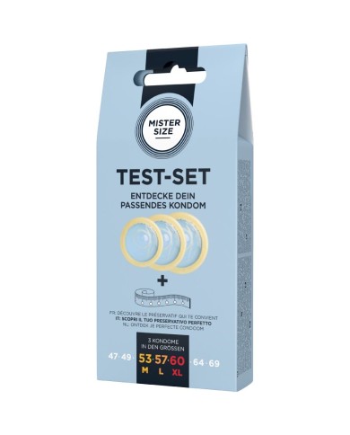 MISTER SIZE - KIT DE TEST : 3 PRÉSERVATIFS DE TAILLES DIFFÉRENTES + MÉLANGE À POINTS