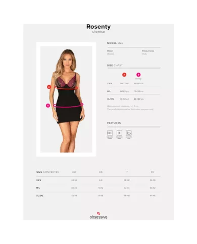 OBSESSIVE - CHEMISE ROSENTY & STRING XS/S