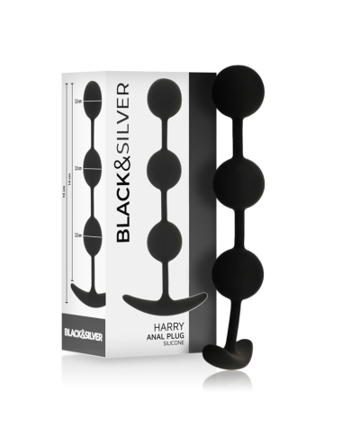 BLACK&SILVER - CHAPELET ANAL HARRY 3 SPHÈRES EN SILICONE 14 CM