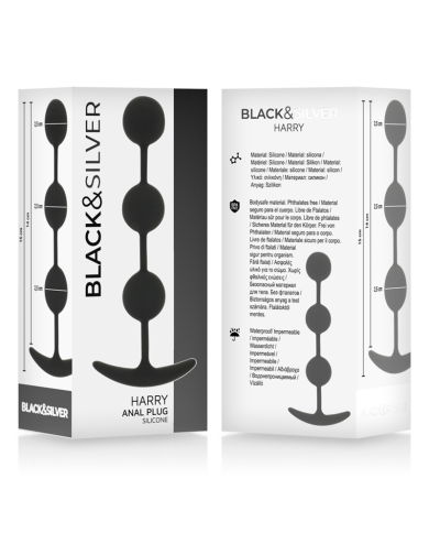BLACK&SILVER - CHAPELET ANAL HARRY 3 SPHÈRES EN SILICONE 14 CM