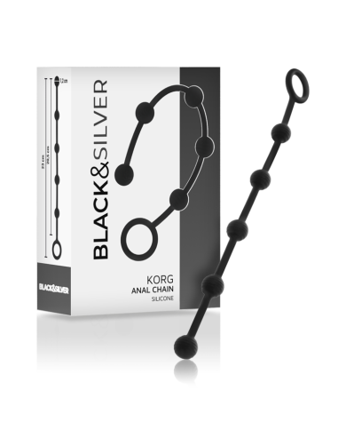 BLACK&SILVER - CHAPELET ANAL KORG SILICONE INITIATION 21 CM