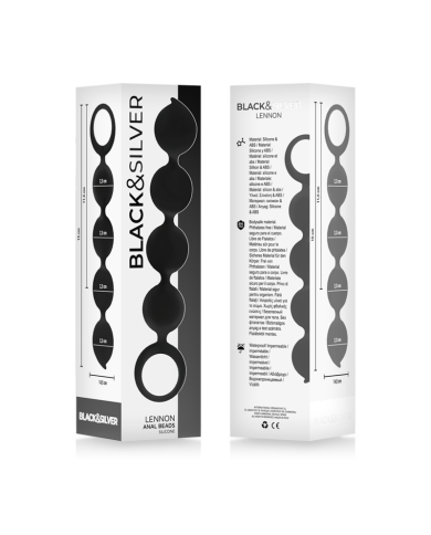BLACK&SILVER - CHAPELET ANAL LENNON 4 SPHÈRES SILICONE 15 CM