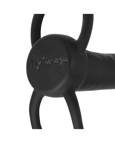 MYTHOLOGY - GODE ANAL COBI ONYX AVEC ANNEAU DE BITE ET TESTICULE 13 CM EN SILICONE
