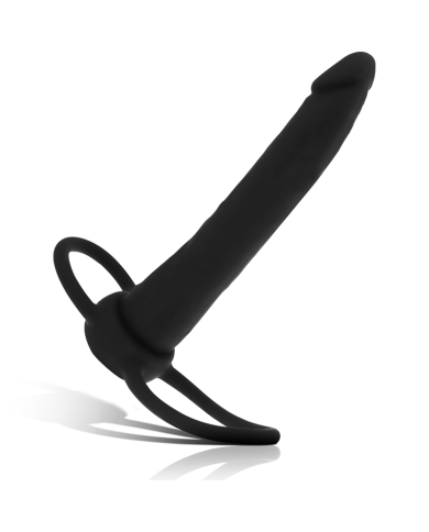 MYTHOLOGY - GODE ANAL COBI ONYX AVEC ANNEAU DE BITE ET TESTICULE 13 CM EN SILICONE