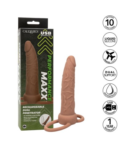 CALEXOTICS - PERFORMANCE MAXX RECHARGEABLE DOUBLE PÉNÉTRATEUR PEAU BRUN