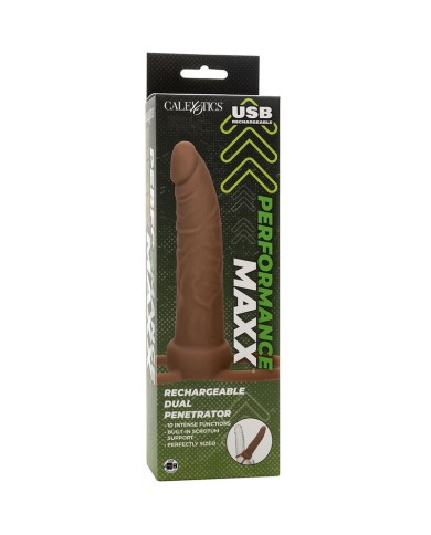 CALEXOTICS - PERFORMANCE MAXX RECHARGEABLE DOUBLE PÉNÉTRATEUR PEAU BRUN