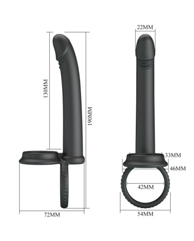 PRETTY LOVE - DILLION DOUBLE PÉNÉTRATION DOUBLE ANNEAU PÉNAL NOIR
