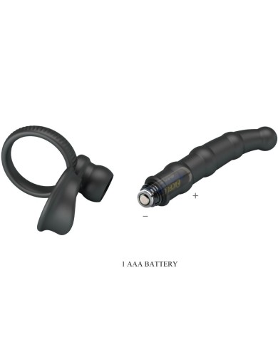 PRETTY LOVE - ANNEAU PÉNIS VIBRANT TATUM AVEC PLUG 10 VIBRATIONS NOIR