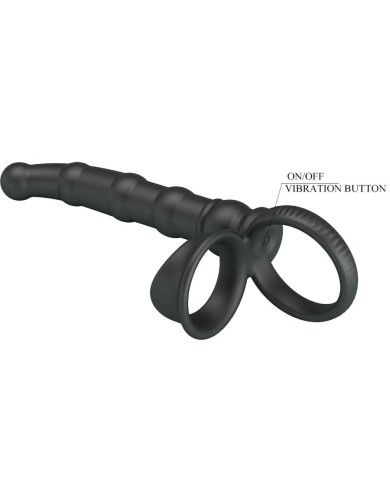 PRETTY LOVE - ANNEAU PÉNIS VIBRANT TATUM AVEC PLUG 10 VIBRATIONS NOIR