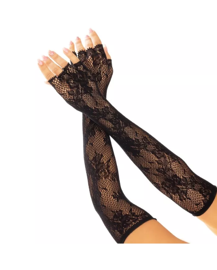 LEG AVENUE - GANTS SANS DOIGTS RESEAU FLORAL NOIR LEG AVENUE - GANTS SANS DOIGTS RESEAU FLORAL NOIR