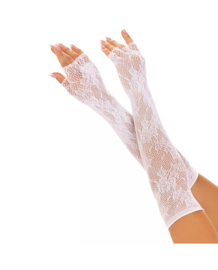LEG AVENUE - GANTS SANS DOIGTS RESEAU FLORAL BLANCS LEG AVENUE - GANTS SANS DOIGTS RESEAU FLORAL BLANCS