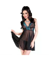 CHILIROSE - CR 4214 BABYDOLL BLEU & NOIR S/M