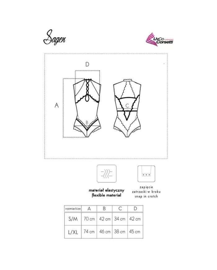 LIVCO CORSETTI FASHION - BODY SAGEN LC 90694 NOIR L/XL