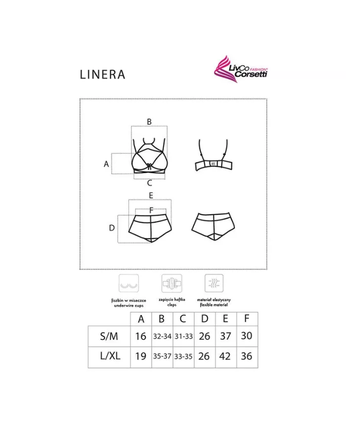LIVCO CORSETTI FASHION - LINERA FOR THE SENSES COLLECTION SOUTIEN-GORGE + CULOTTE NOIR L/XL