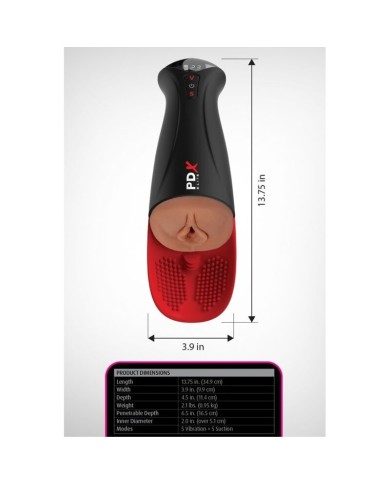 PDX ELITE - FAP-O-MATIC PRO XL, masturbateur vibrant automatique, marron, 34,9 cm