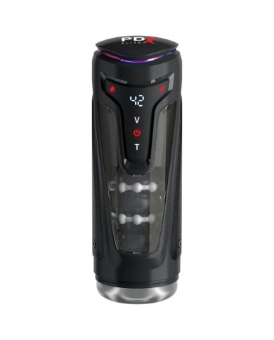 PDX ELITE - MOTO-BATOR PRO MASTURBATEUR À POUSSE AUTOMATIQUE VIBRANT ET CHAUFFANT 26,5 CM
