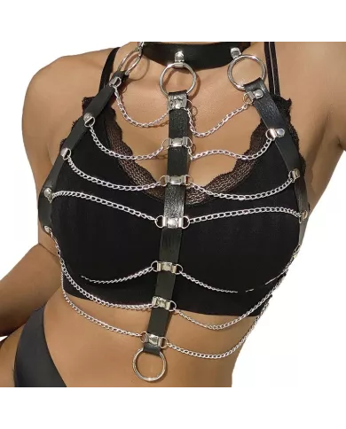 SUBBLIME - HARNAIS POITRINE CHAÃŽNE S EN CUIR NOIR TAILLE UNIQUE SUBBLIME - HARNAIS POITRINE CHAÃŽNE S EN CUIR NOIR TAILLE UNIQUE