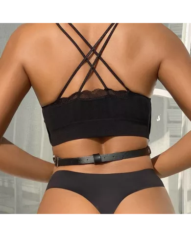 SUBBLIME - HARNAIS POITRINE CHAÃŽNE S EN CUIR NOIR TAILLE UNIQUE SUBBLIME - HARNAIS POITRINE CHAÃŽNE S EN CUIR NOIR TAILLE UNIQUE