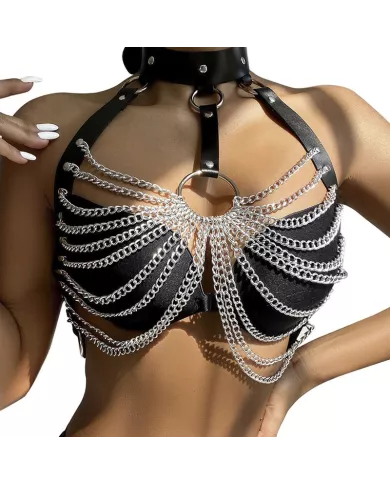 SUBBLIME - HARNAIS POITRINE AVEC GRANDES CHAÃŽNE S  ANNEAUX TAILLE UNIQUE SUBBLIME - HARNAIS POITRINE AVEC GRANDES CHAÃŽNE S  ANNEAUX TAILLE UNIQUE