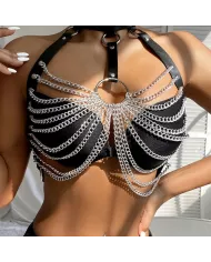 SUBBLIME - HARNAIS POITRINE AVEC GRANDES CHAÎNE S  ANNEAUX TAILLE UNIQUE SUBBLIME - HARNAIS POITRINE AVEC GRANDES CHAÎNE S  ANNEAUX TAILLE UNIQUE