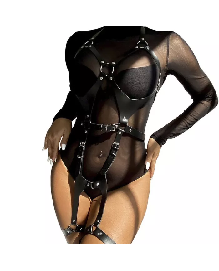 SUBBLIME - HARNAIS COMPLET AVEC BOUCLES EN CUIR NOIR TAILLE UNIQUE SUBBLIME - HARNAIS COMPLET AVEC BOUCLES EN CUIR NOIR TAILLE UNIQUE