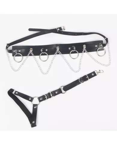 SUBBLIME - HARNAIS CEINTURE ET JARRETIÈRES AVEC ANNEAUX ET CHAÎNE DÉTAIL TAILLE UNIQUE SUBBLIME - HARNAIS CEINTURE ET JARRETIÈRES AVEC ANNEAUX ET CHAÎNE DÉTAIL TAILLE UNIQUE