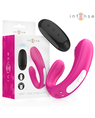 INTENSE - JANET DOUBLE STIMULATEUR ET VIBRATEUR EN U AVEC TÉLÉCOMMANDE ROSE