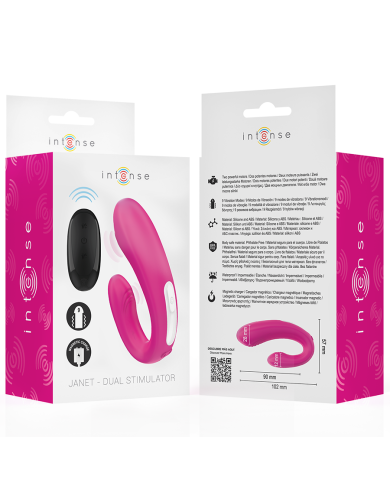 INTENSE - JANET DOUBLE STIMULATEUR ET VIBRATEUR EN U AVEC TÉLÉCOMMANDE ROSE