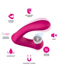 ARMONY - SECRETKISS LÉCHAGE DE CLIT VIBRANT ET VIBRATEUR FUCHSIA COURBÉ